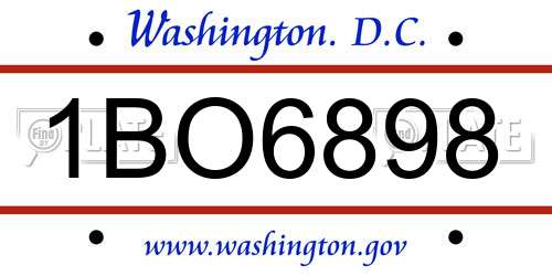 1BO6898 District Of Columbia License Plate