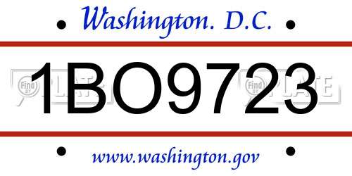 1BO9723 District Of Columbia License Plate