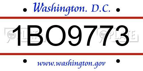1BO9773 District Of Columbia License Plate