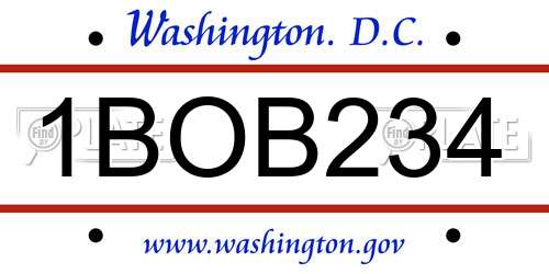 1BOB234 District Of Columbia License Plate