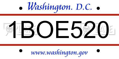 1BOE520 District Of Columbia License Plate