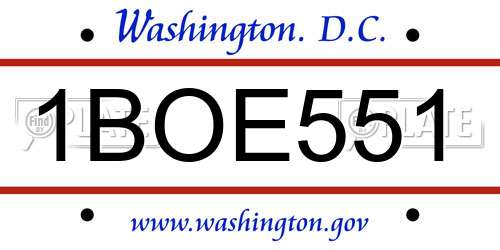 1BOE551 District Of Columbia License Plate