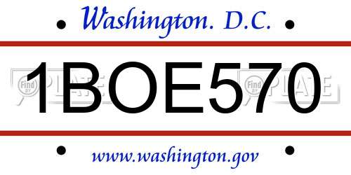 1BOE570 District Of Columbia License Plate