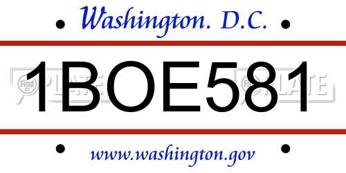 1BOE581 District Of Columbia License Plate