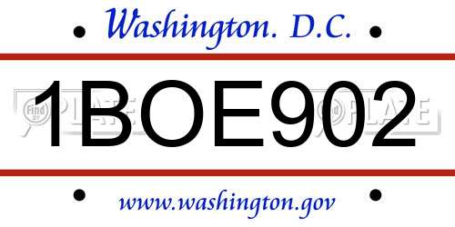 1BOE902 District Of Columbia License Plate