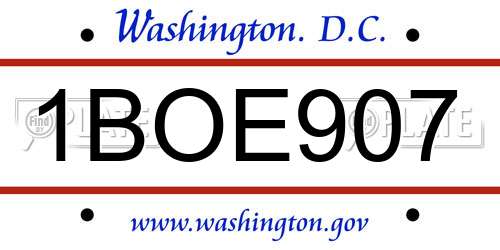 1BOE907 District Of Columbia License Plate
