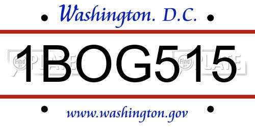 1BOG515 District Of Columbia License Plate