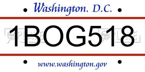 1BOG518 District Of Columbia License Plate