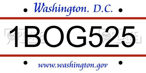 1BOG525 District Of Columbia License Plate