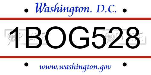 1BOG528 District Of Columbia License Plate