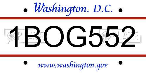 1BOG552 District Of Columbia License Plate