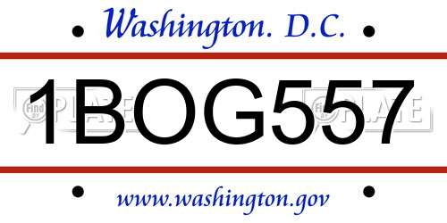 1BOG557 District Of Columbia License Plate