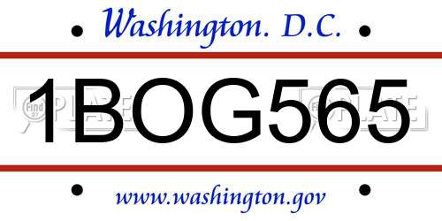1BOG565 District Of Columbia License Plate