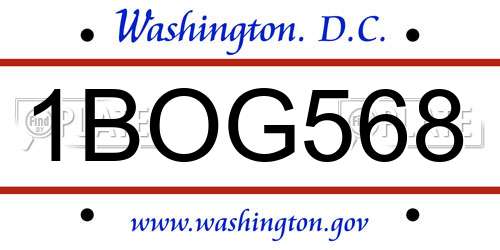 1BOG568 District Of Columbia License Plate