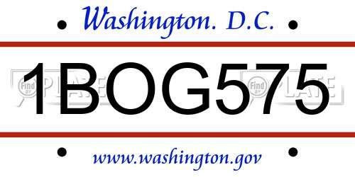 1BOG575 District Of Columbia License Plate