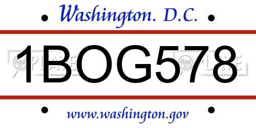 1BOG578 District Of Columbia License Plate