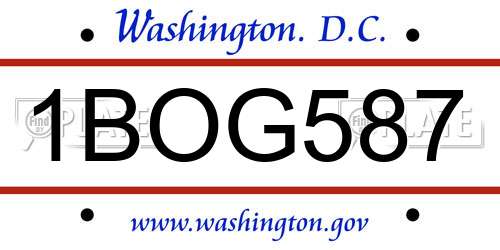 1BOG587 District Of Columbia License Plate