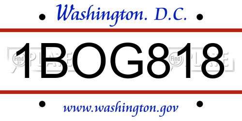 1BOG818 District Of Columbia License Plate