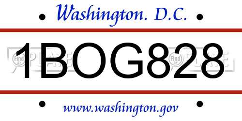 1BOG828 District Of Columbia License Plate