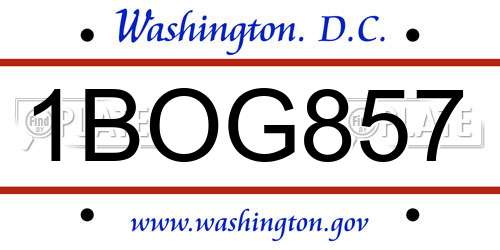 1BOG857 District Of Columbia License Plate