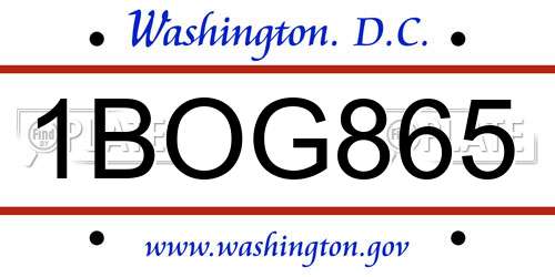 1BOG865 District Of Columbia License Plate