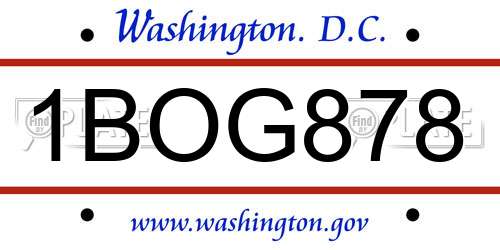 1BOG878 District Of Columbia License Plate