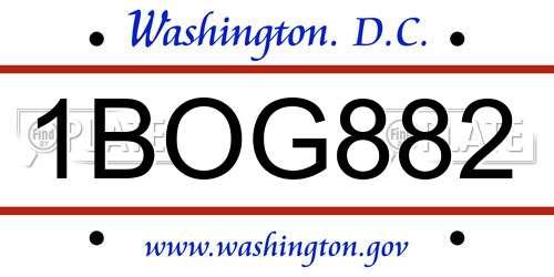 1BOG882 District Of Columbia License Plate