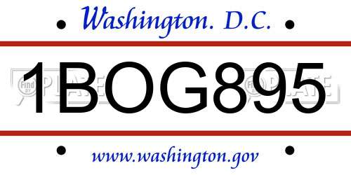 1BOG895 District Of Columbia License Plate