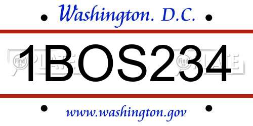 1BOS234 District Of Columbia License Plate