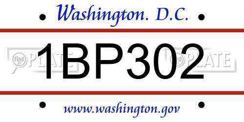 1BP302 District Of Columbia License Plate