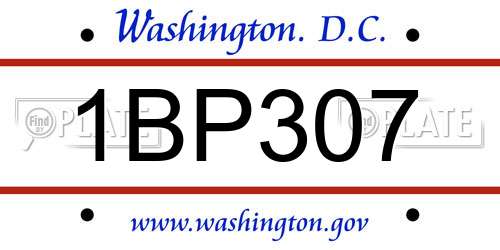 1BP307 District Of Columbia License Plate