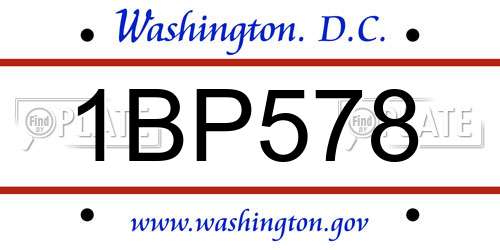 1BP578 District Of Columbia License Plate