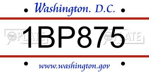 1BP875 District Of Columbia License Plate
