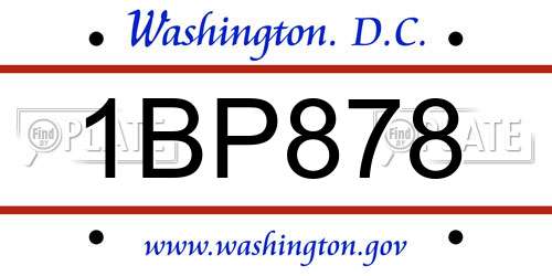 1BP878 District Of Columbia License Plate