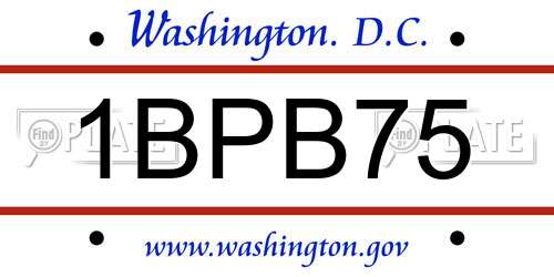1BPB75 District Of Columbia License Plate