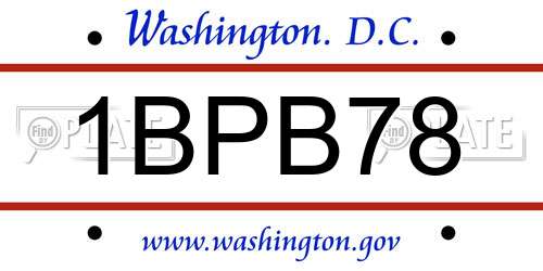 1BPB78 District Of Columbia License Plate