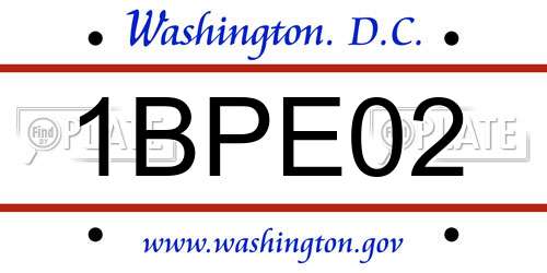 1BPE02 District Of Columbia License Plate