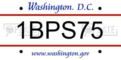 1BPS75 District Of Columbia License Plate