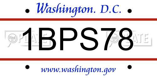 1BPS78 District Of Columbia License Plate
