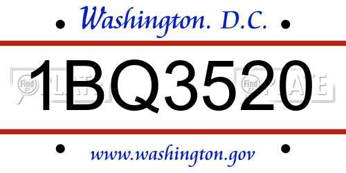 1BQ3520 District Of Columbia License Plate