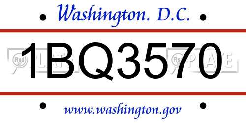 1BQ3570 District Of Columbia License Plate