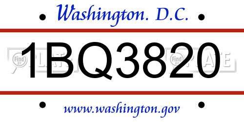 1BQ3820 District Of Columbia License Plate