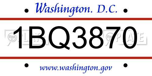 1BQ3870 District Of Columbia License Plate