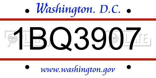 1BQ3907 District Of Columbia License Plate
