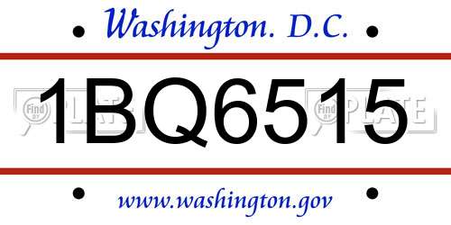 1BQ6515 District Of Columbia License Plate