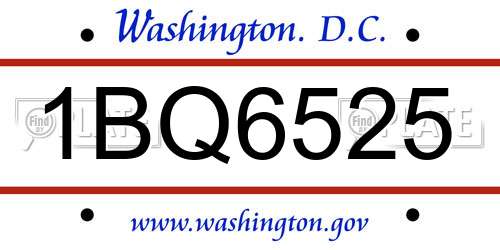 1BQ6525 District Of Columbia License Plate