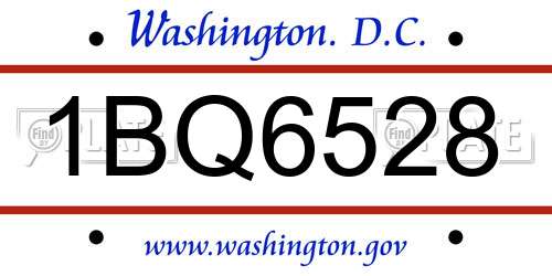 1BQ6528 District Of Columbia License Plate