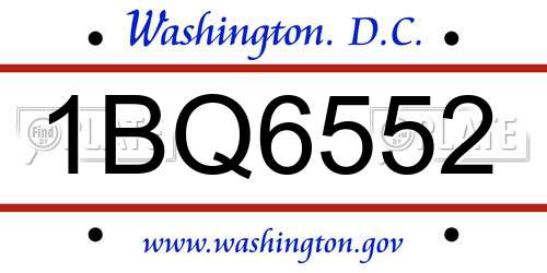 1BQ6552 District Of Columbia License Plate