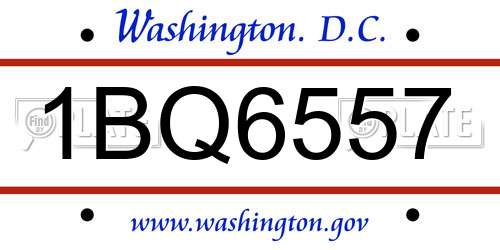 1BQ6557 District Of Columbia License Plate