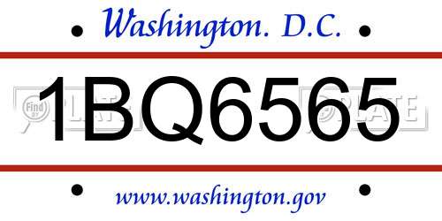 1BQ6565 District Of Columbia License Plate
